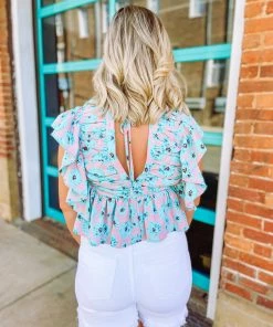 Entro Artemis Floral V Neck Butterfly Pleated Top Tops 9 Entro Artemis Floral V Neck Butterfly Pleated Top Tops