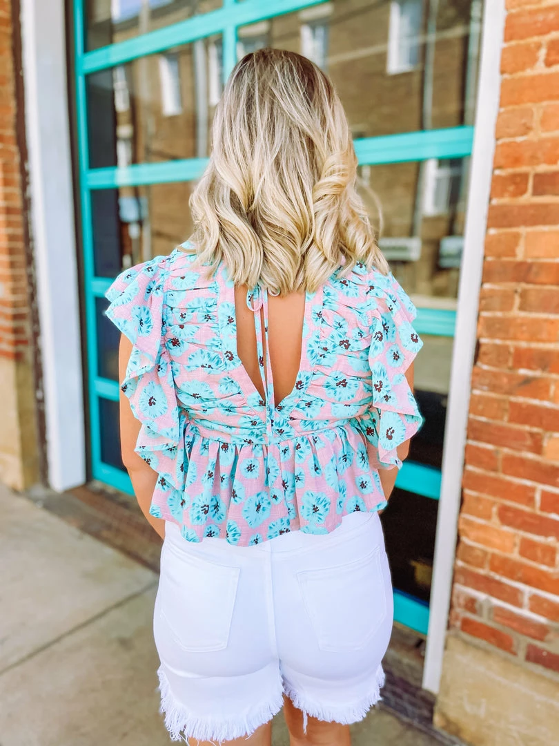 Entro Artemis Floral V Neck Butterfly Pleated Top Tops 5 Entro Artemis Floral V Neck Butterfly Pleated Top Tops