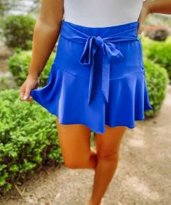 Trend Shop Ruth Ruffle Front Tie Skort Bottoms