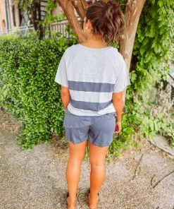 Cotton Bleu Annie Color Blocked Shorts Set- Navy Sets 10 Cotton Bleu Annie Color Blocked Shorts Set- Navy Sets