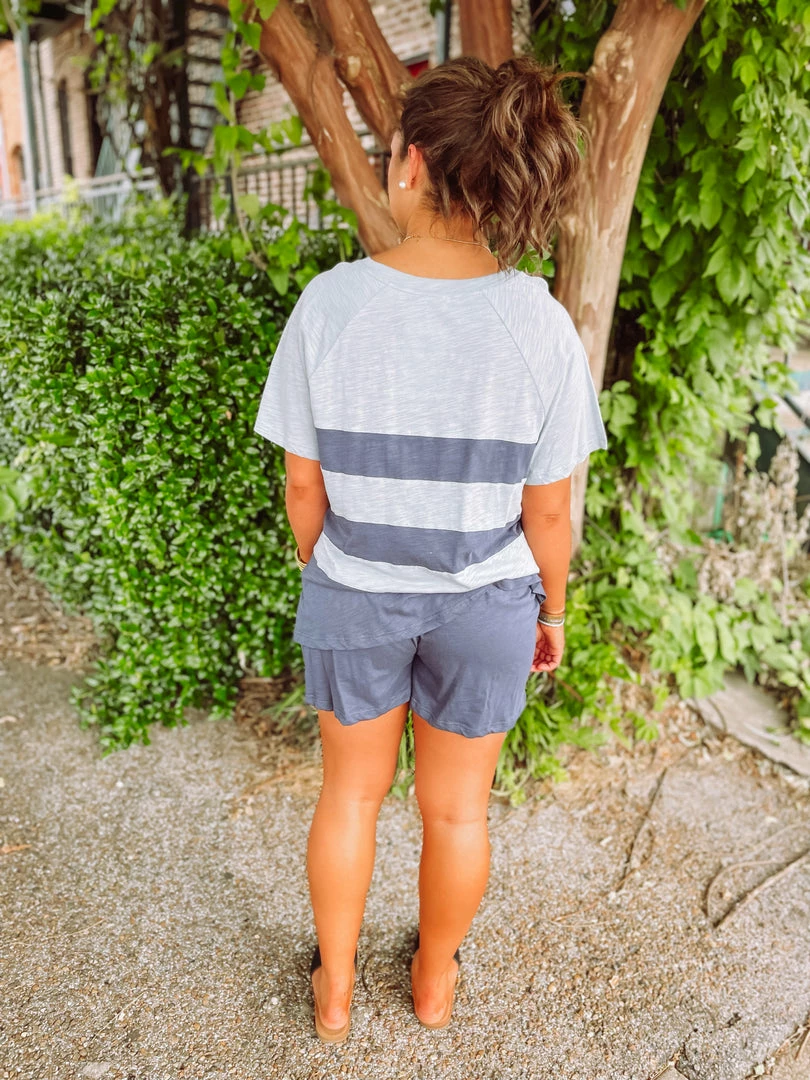 Cotton Bleu Annie Color Blocked Shorts Set- Navy Sets 5 Cotton Bleu Annie Color Blocked Shorts Set- Navy Sets