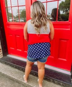 Cezanne Plus Grace Stripe And Star Contrast Tank Top 9 Cezanne Plus Grace Stripe And Star Contrast Tank Top