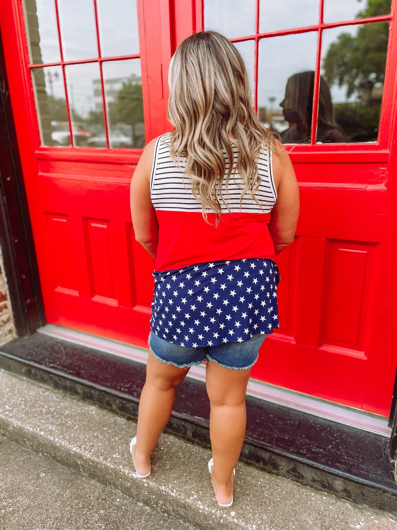 Cezanne Plus Grace Stripe And Star Contrast Tank Top 5 Cezanne Plus Grace Stripe And Star Contrast Tank Top