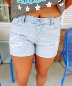 Kancan Shelley High Rise Repaired Mom Shorts