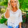 Bluivy Hazel Open Knit Crochet Lace Top Tops