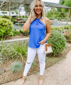 143 Story Wendy Criss Cross Halter Neck Top