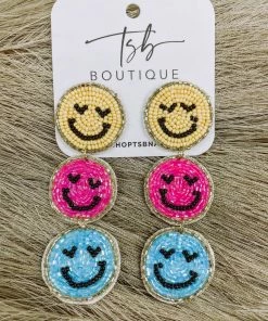 Texas Bling Jewelry Toni Triple Smile Beaded Earrings