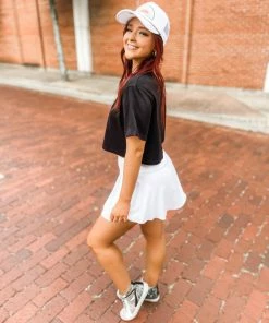 Rosio Clothing Eva Cropped Short Sleeve Oversized Tee- Black Tops