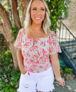 Flying Tomato Sydney Floral Square Cropped Top