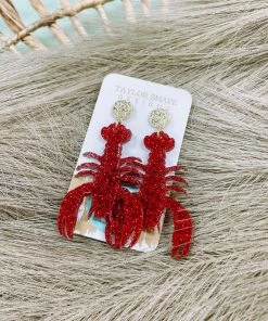 Texas Bling Jewelry Irene Acrylic Glitter Crawfish Earrings