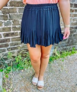 Trend Shop Bottoms Kylie High Waisted Pleated Skirt- Black