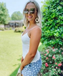 Trend Notes Take Me Away: Resort Edition Kora Rib Knit Buttoned Cami Top- White