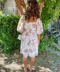 J. NNA Neutral Babe Kylie Floral Crossover Round Neck Midi Dress- Cream 8 J. NNA Neutral Babe Kylie Floral Crossover Round Neck Midi Dress- Cream