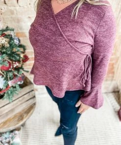 Peach Love Claire Bell Sleeve Knit Top Plus