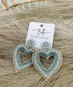 Texas Bling Jewelry Blue Heart Earrings