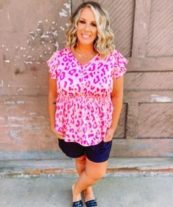 Hailey & Co Sandra Cheetah Smocked Waist Top 7 Hailey & Co Sandra Cheetah Smocked Waist Top