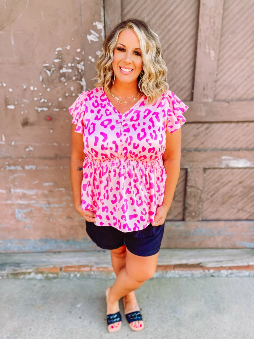 Hailey & Co Sandra Cheetah Smocked Waist Top 3 Hailey & Co Sandra Cheetah Smocked Waist Top