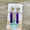 Texas Bling Mae Rectangle Stick Hoops- Purple Jewelry