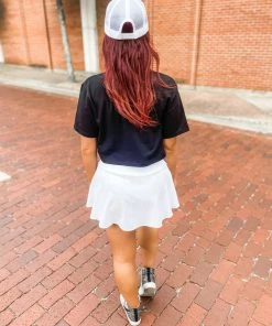 Rosio Clothing Eva Cropped Short Sleeve Oversized Tee- Black Tops