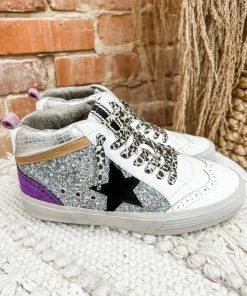 Shu Shop Shoes Rina Silver Sparkle Star Sneakers