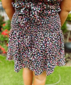 Entro Carolyn Multi Cheetah Smocked Mini Skirt Bottoms