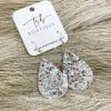 Texas Bling Large Glitter Teardrop Earrings- Shiny Opal White