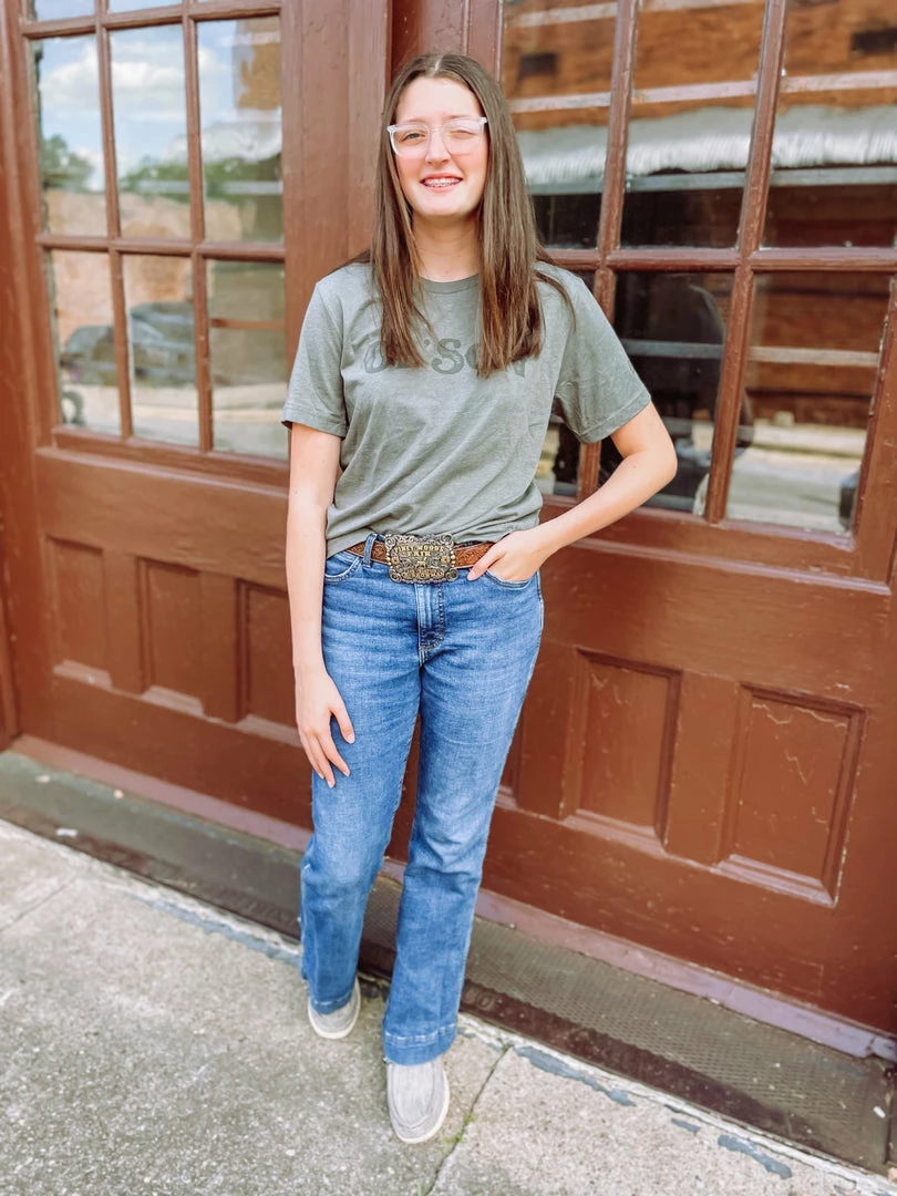 ECO- FRIENDLY WHITE INK ON MILITARY GREEN Ol' Son- Military Green Graphic Tees 3 ECO- FRIENDLY WHITE INK ON MILITARY GREEN Ol' Son- Military Green Graphic Tees