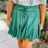 Entro Maisie Solid Ruffle Detail Skort- Heather Green Bottoms