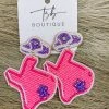 Texas Bling Becca Pink Texas Beaded Earrings Jewelry
