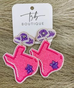 Texas Bling Becca Pink Texas Beaded Earrings Jewelry