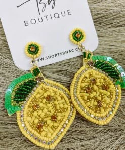 Texas Bling Jewelry Lemon Drop Detailed Beaded Earrings