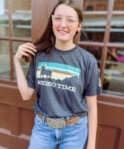 ECO- FRIENDLY INK ON TRI-BLACK Graphic Tees Sunset Rodeo Time