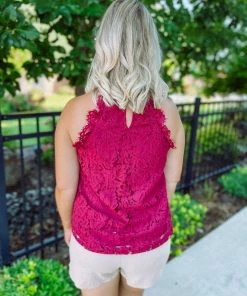 Ee:some Harper Floral Lace Tank Top- Wine Tops 8 Ee:some Harper Floral Lace Tank Top- Wine Tops