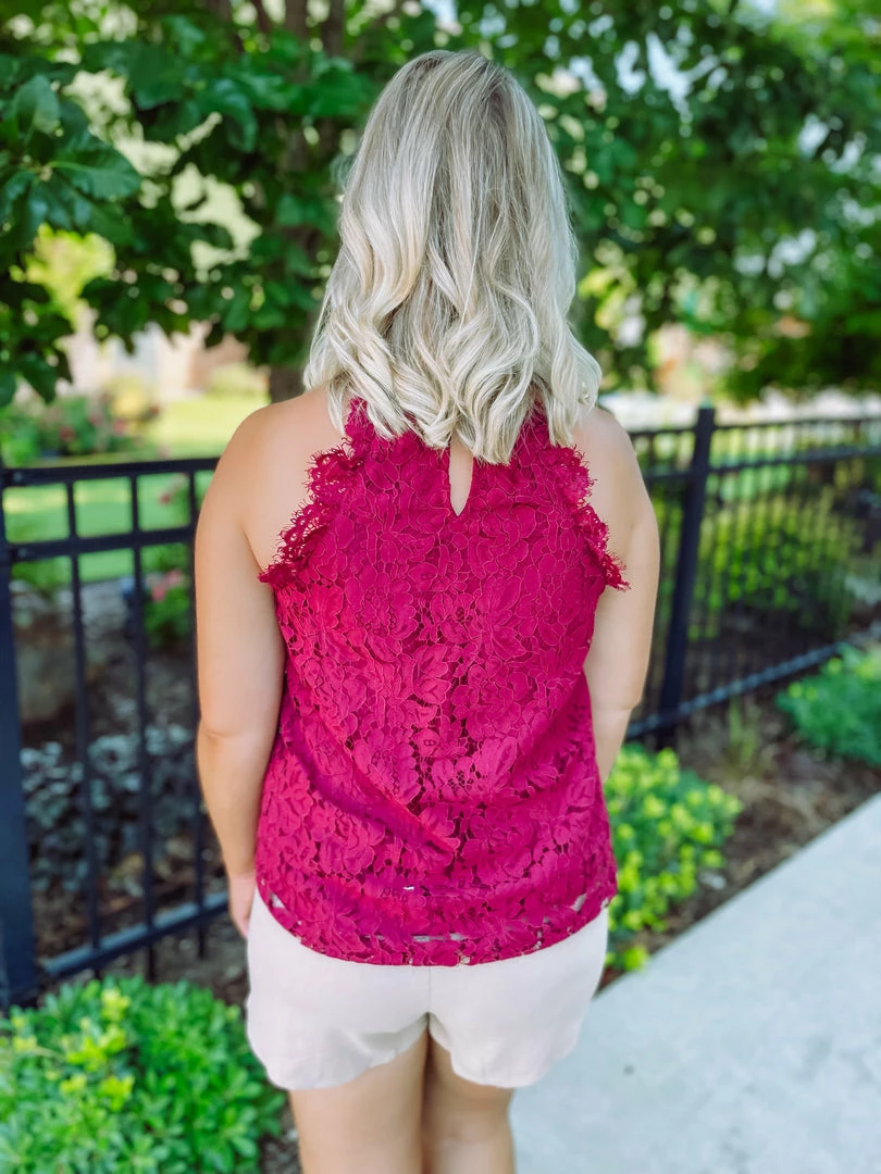 Ee:some Harper Floral Lace Tank Top- Wine Tops 3 Ee:some Harper Floral Lace Tank Top- Wine Tops