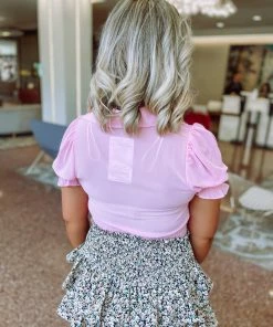 Love Tree Tops Janet Woven Smocked Detail Top