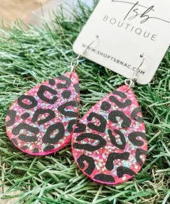 Texas Bling Hot Pink Teardrop Large Earrings Neon Fit Check