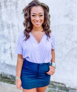 143 Story Tops Morgan Scallop Edge Detail Top