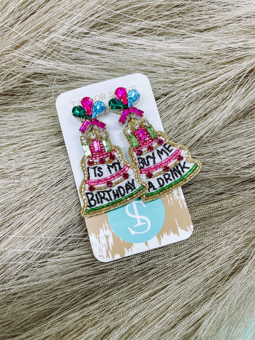 Texas Bling Birthday Girl Beaded Earrings 1 Texas Bling Birthday Girl Beaded Earrings