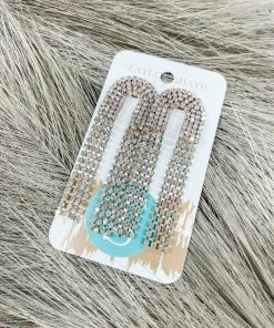 Texas Bling Alexa Rhinestone Chain Drop Earrings- Iridescent