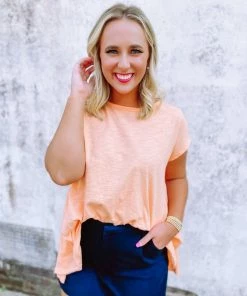 Easel Kelly Cotton Slub Loose Fit Top Tops