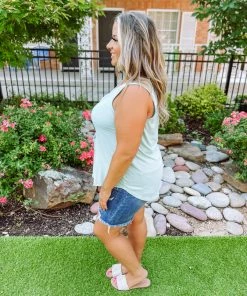 Zenana Premium Plus Elina Basic Flowy Tank Top- Light Green