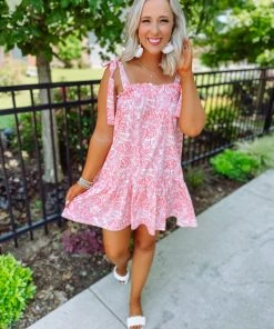 Ee:some Harlow Tropical Tie Shoulder Dress