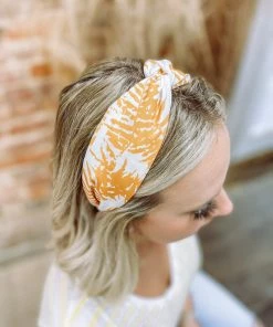 Texas Bling Thea Palm Leaf Knot Headband- Yellow Take Me Away: Resort Edition