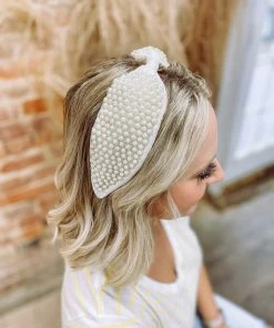 Texas Bling Miranda White Beaded Headband Neutral Babe