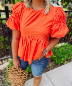 &MERCI Lauren Cotton Poplin Babydoll Top