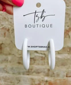 Texas Bling Jewelry Oakley Loop Earrings- White