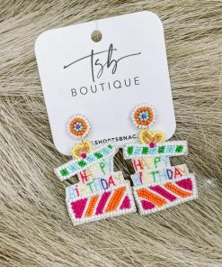 Texas Bling Happy Birthday Present Beaded Earrings