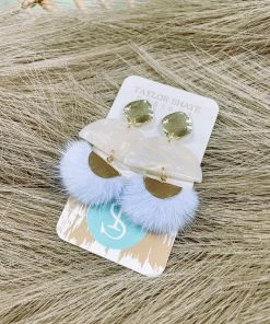 Texas Bling Reign Iridescent Tassel Drop Earrings- Periwinkle Jewelry