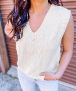 Adele. B Fiona Relaxed Fit Sweater Vest- Yellow Tops