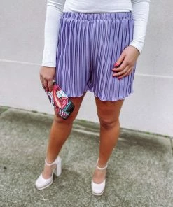 Listicle Bottoms June Flowy Satin Shorts- Lavender